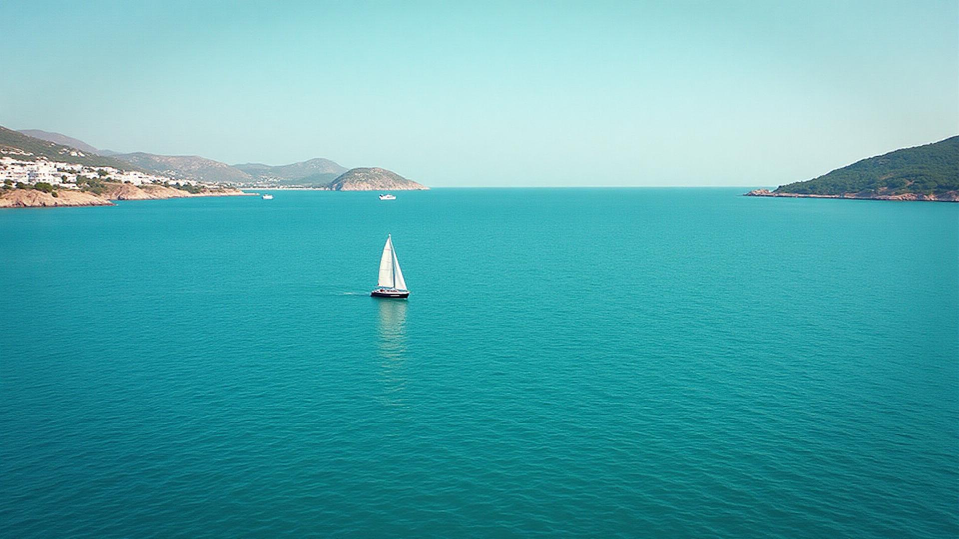 Peaceful sailing scene in the Saronic Gulf with turquoise waters and Greek islands